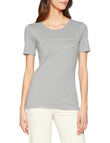 United Colors of Benetton T-Shirt Camiseta de Tirantes, Gris (Grigio Melange 501), Small para Mujer