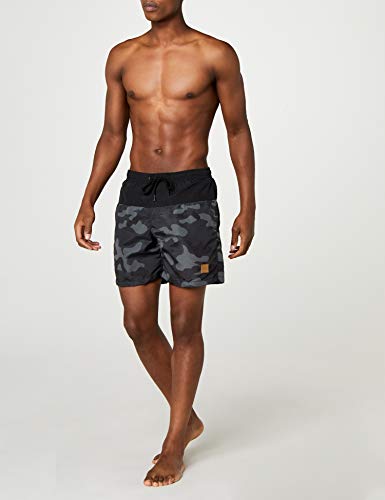 Urban Classics Block Swim Shorts Bañador de natación, Multicolor (Blk/Darkcamo), 2XL para Hombre