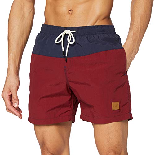 Urban Classics Block Swim Shorts Bañador, Multicolor (Nvy/Burgundy), Medium para Hombre