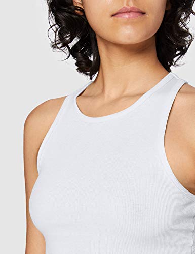 Urban Classics Ladies Cropped Rib Top Camiseta sin Mangas, Blanco (White 220), XS para Mujer