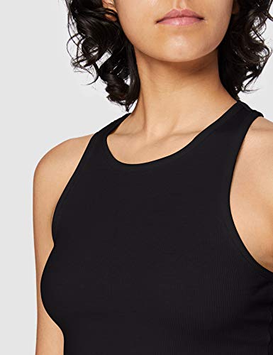 Urban Classics Ladies Cropped Rib Top Camiseta sin Mangas, Negro (Black 7), XS para Mujer