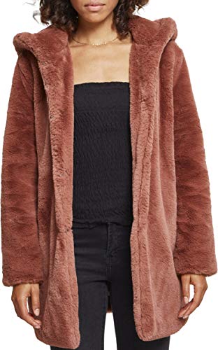 Urban Classics Ladies Hooded Teddy Coat abrigos hombre, darkrose, XS para Mujer