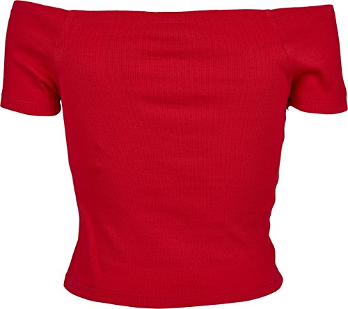 Urban Classics Ladies Off Shoulder Rib tee Camiseta, Rojo (Fire Red), XS para Mujer