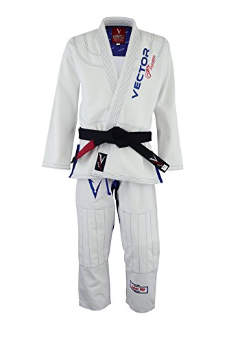 Vector Brasileño Jiu Jitsu Gi BJJ Kimono Serie Flamma con Cinturón Blanco Libre Tela Ultra Fuerte Preshrunk para Hombres y Mujeres