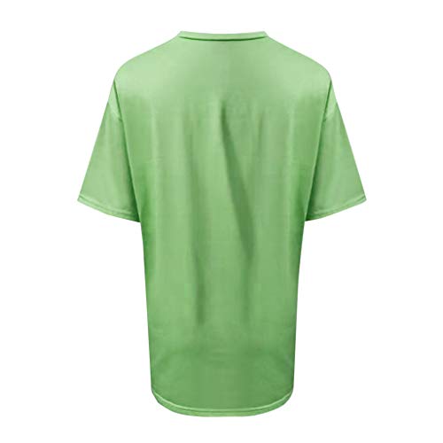 VEMOW Camisetas Mujer Verano Primavera Moda para Chicas Tallas Grandes Imprimir De Manga Corta Blusa Cuello Redondo Y Manga Corta Blusa Superior Informal Polos Tops 2019 Nueva(Verde,3XL)