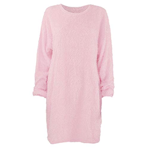 VEMOW Vestido Mujer Invierno SuéTer Tejer SuéTer Tipo con Cuello De Tortuga Calentar Manga Larga Bolsillo Mini SuéTer Vestir OtoñO Summer(Rosado,2XL)