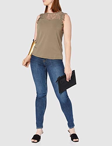 Vero Moda VMALBERTA Sweetheart Lace S/L Top Noos Blusa, Verde Oscuro, M para Mujer