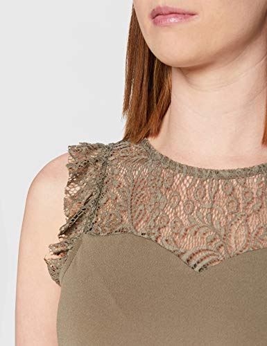 Vero Moda VMALBERTA Sweetheart Lace S/L Top Noos Blusa, Verde Oscuro, M para Mujer