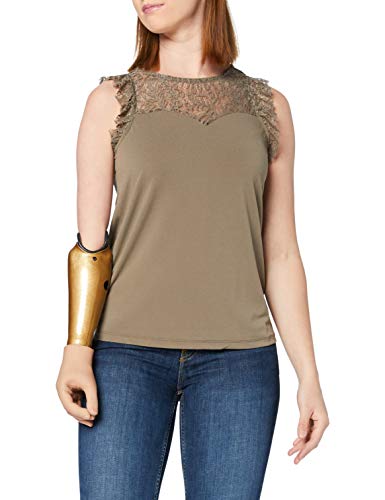 Vero Moda VMALBERTA Sweetheart Lace S/L Top Noos Blusa, Verde Oscuro, M para Mujer