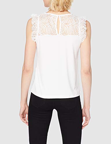 Vero Moda VMALBERTA Sweetheart Lace S/L Top Noos Camiseta sin Mangas, Blanco (Snow White Snow White), XL para Mujer