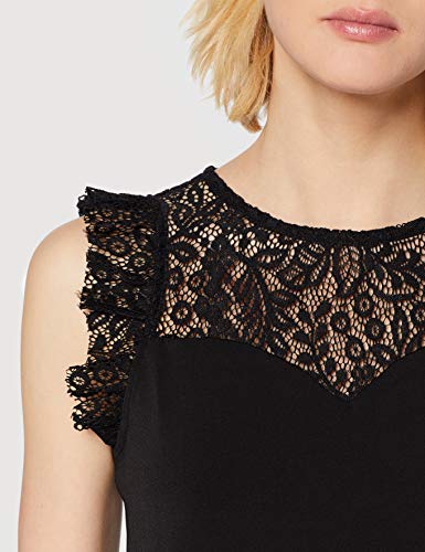 Vero Moda VMALBERTA Sweetheart Lace S/L Top Noos Camiseta sin Mangas, Negro (Black Black), XS para Mujer