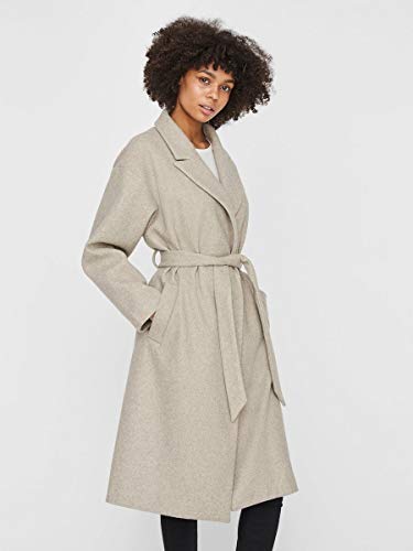 Vero Moda VMFORTUNE Long Jacket PI Abrigo, Silver Mink, L para Mujer