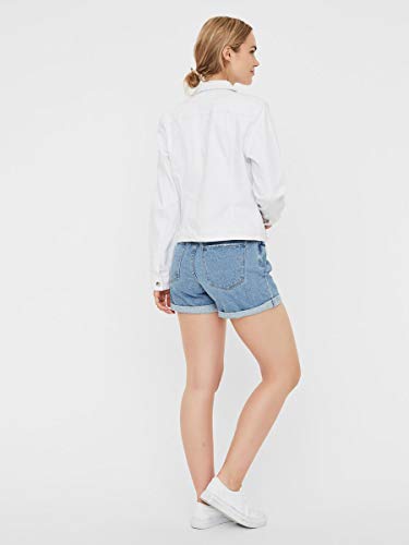 Vero Moda Vmhot SOYA LS Denim Jacket Mix Noos Chaqueta, Blanco (Bright White Bright White), 38 (Talla del Fabricante: Small) para Mujer