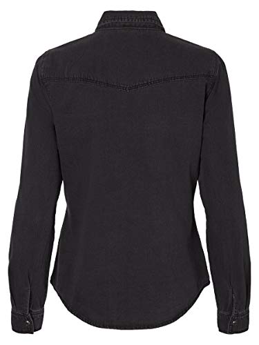 Vero Moda Vmmaria LS Dnm Slim Shirt Mix Ga Noos Ci Camisa, Schwarz, S para Mujer