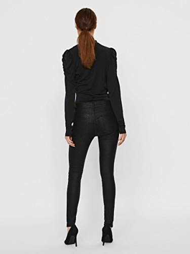 Vero Moda Vmseven MR Smooth Coat Animal PN GA Noos Abrigo, Black/Detail:Coated Croco, L 34 para Mujer