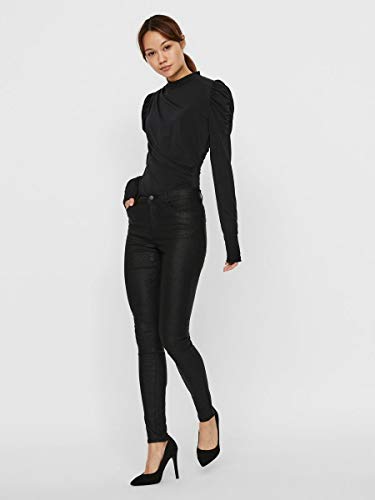 Vero Moda Vmseven MR Smooth Coat Animal PN GA Noos Abrigo, Black/Detail:Coated Croco, L 34 para Mujer