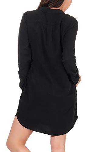 Vero Moda Vmsilla LS Short Dress Blck Noos Ga Vestido, Negro (Black Black), 42 (Talla del Fabricante: Large) para Mujer