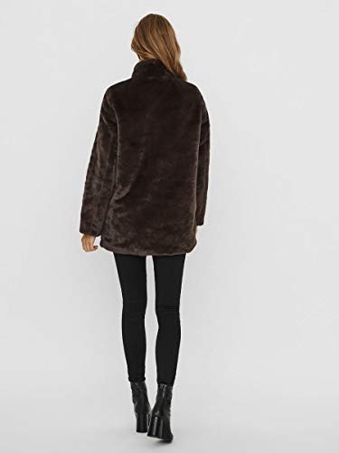 Vero Moda VMTHEA 3/4 Faux Fur Jacket Col Abrigo, Chocolate Plum, M para Mujer