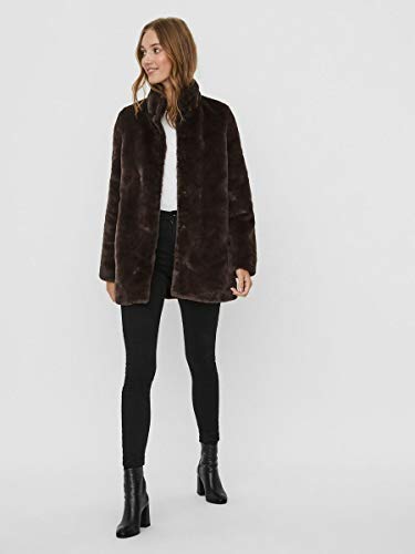 Vero Moda VMTHEA 3/4 Faux Fur Jacket Col Abrigo, Chocolate Plum, M para Mujer