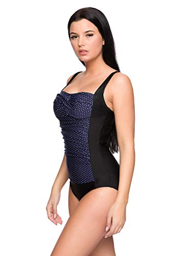 Versandhandel Henry Musch-Malinowski Bañador que favorece la figura, efecto moldeador para mujer, push up, tallas f5399 Bañador azul y negro / White Print Ba6(1090-sw) 48