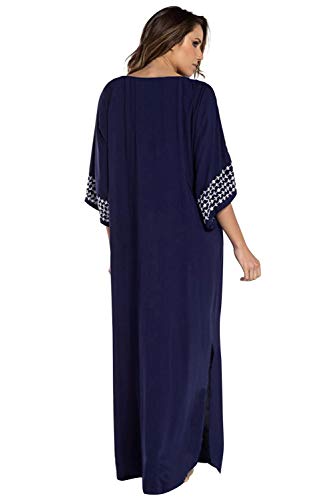 Vestido Boho Mujer Largo Talla Grande Camisolas y Pareos Indios Bohemio Hippie Chic Tunica Piscina Caftan Africano Kaftan Etnico Kimono Flores Maxi Dress Ropa Hawaiana Traje de Baño Bikini Cover Up