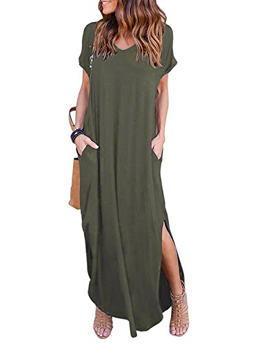 Vestido de Mujer Verano Flojo Casual Largo Liso Tunica Manga Larga y Corta Imperio Otoño e Invierno Retro Vestidos Asimetricos Holgado Cóctel Mangas Largo Manga Talla Grande Oversize Maxi Dress