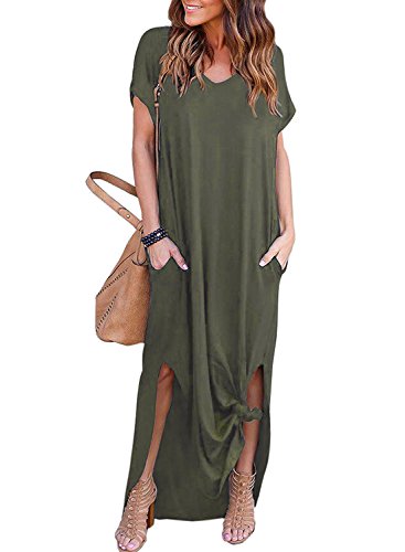 Vestido de Mujer Verano Flojo Casual Largo Liso Tunica Manga Larga y Corta Imperio Otoño e Invierno Retro Vestidos Asimetricos Holgado Cóctel Mangas Largo Manga Talla Grande Oversize Maxi Dress