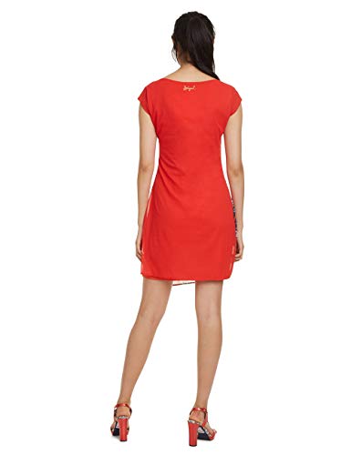 Vestido Desigual, manga corta, mujer de Japón, túnica roja, podredumbre (Rojo Roja 3061), 42 mujeres.