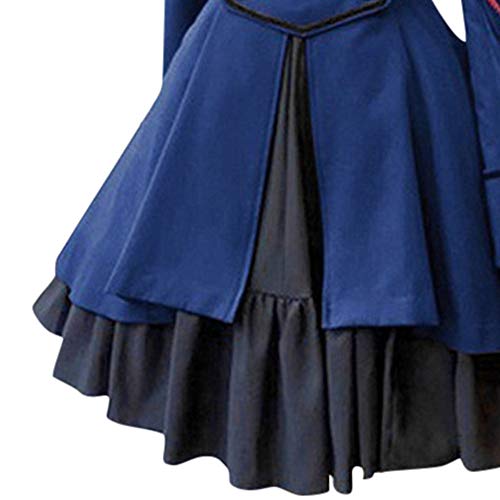 Vestido Vintage Mujer para Fiesta Vestido de Volantes de Manga Larga con Lazo renacentista Medieval Europeo y Americano Estilo Retro Traje de Rendimiento