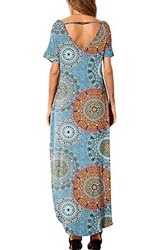 Vestidos Mujer Casual Playa Largos Verano Floral Vestido Boho Hendidura Falda Larga Maxi Vestido Playeros Bluefloral L