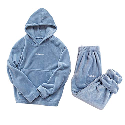 VICENT Pijama Coralina de Mujer Otoño-Invierno de Manga Larga Polar Calentito Tacto Suave Niño y Niña Pijamas con Encapuchada 2 Piezas