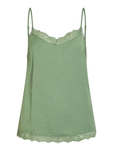 Vila Top de encaje para mujer con tirantes finos. verde XS