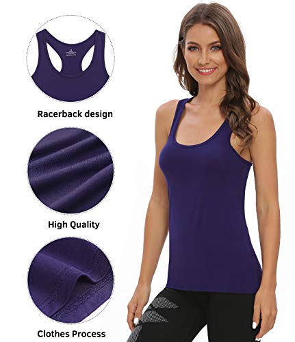 Vislivin Camiseta deportiva sin mangas para mujer, transpirable, con espalda cruzada, para yoga, 4 unidades Pack de 4 – negro/gris oscuro/azul oscuro/rojo vino 36-38