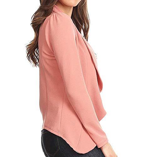 VJGOAL Blazer de Mujer Elegante de Manga Larga Solapa Trajes de Volantes Chaqueta Rebeca Abrigos Damas Oficina Casual Color sólido Chaqueta de Fiesta Delgada