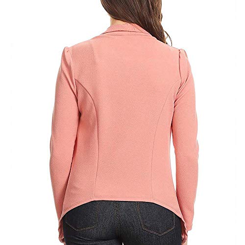 VJGOAL Blazer de Mujer Elegante de Manga Larga Solapa Trajes de Volantes Chaqueta Rebeca Abrigos Damas Oficina Casual Color sólido Chaqueta de Fiesta Delgada