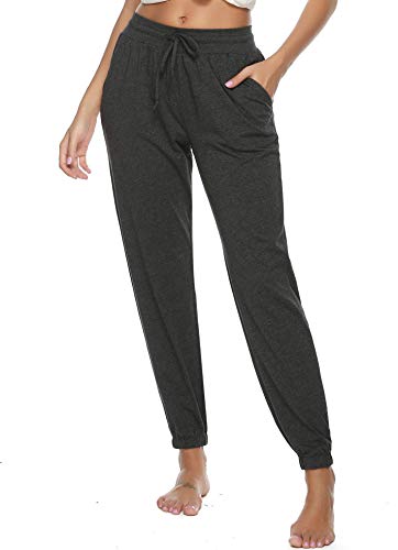 Vlazom Algodón Pantalones Largas Mujer Verano para Pijamas y Desportivas, Pantalones de Pijamas Suave y Transpirable S-XXL