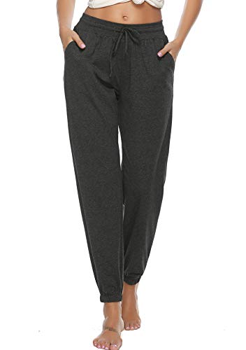 Vlazom Algodón Pantalones Largas Mujer Verano para Pijamas y Desportivas, Pantalones de Pijamas Suave y Transpirable S-XXL