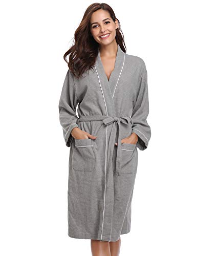 Vlazom Bata Mujer Unisex Albornoz de Kimono de Mujer Suave Có modo Largo Ropa de Dormir