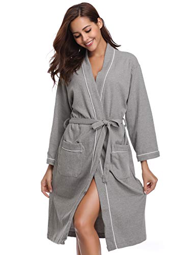 Vlazom Bata Mujer Unisex Albornoz de Kimono de Mujer Suave Có modo Largo Ropa de Dormir