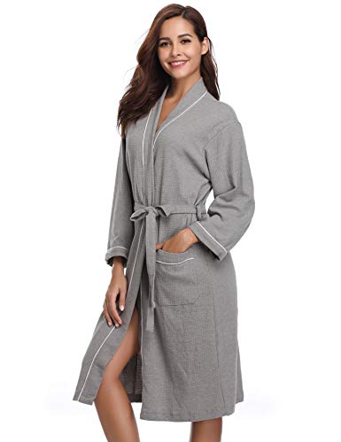 Vlazom Bata Mujer Unisex Albornoz de Kimono de Mujer Suave Có modo Largo Ropa de Dormir