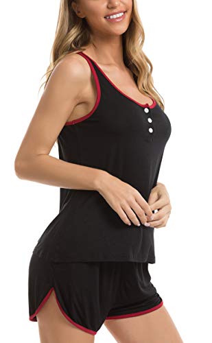 Vlazom Conjunto de Pijama Mujer Verano Corta Super Cómoda y Suave, Ropa de Dormir Transpirable para Dormir Tranquila -S-XXL