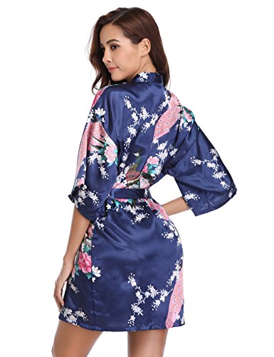 Vlazom Kimono Mujer Bata para Satén Mujer Sexy y Elegante Ropa de Dormir Batas Albornozes Mujer