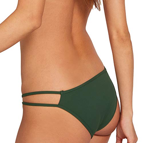 Volcom - Braguita de Bikini Simply Rib Hipster - Parte De Abajo De Bañador Mujer - Verde