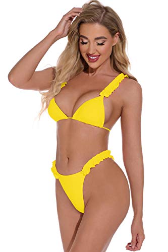 Voqeen Bikini para Mujer Traje de baño Mujer Sexy Acolchado Push-Up Verano Dos Piezas Traje de baño con Volantes para Mujer con Almohadilla para el Pecho sin Aros gram