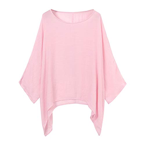 WARMWORD Camiseta Larga Mujer Manga Talla Extra Suelto Algodón Lino Color sólido Tops Blusa Sexy Manga Larga Camisa Suelta Tops Mujer Fiesta Elegante Camisetas Manga Larga Mujer Originales