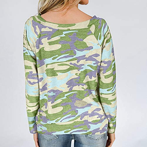 WARMWORD Camiseta Mujer Moda Manga Larga Casual Camuflaje Impresión Camiseta Sudaderas Invierno Jersey Tumblr Mujer Otoño Primavera Blusa Tops Suéter Mujer Abrigo Deportiva