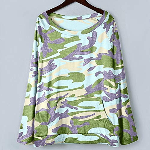 WARMWORD Camiseta Mujer Moda Manga Larga Casual Camuflaje Impresión Camiseta Sudaderas Invierno Jersey Tumblr Mujer Otoño Primavera Blusa Tops Suéter Mujer Abrigo Deportiva