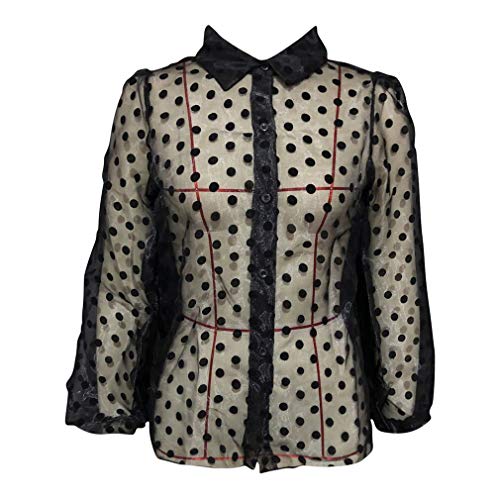 WEIMEITE Mujeres Sexy Perspectiva Polka Dot Lantern Sleeve T-Shirt Clubwear Outwear New OL Leopard Print Mesh See Through T-Shirt Tops