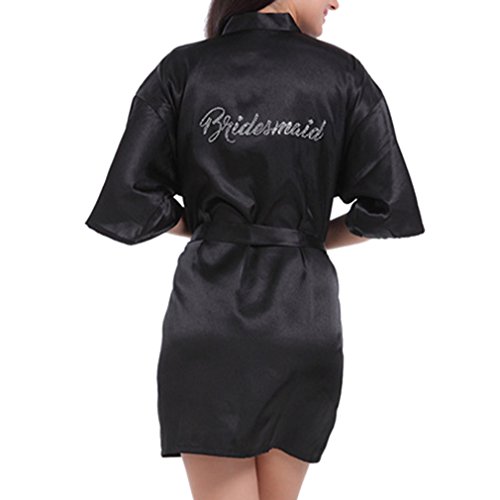 WEIMEITE Ropas de Dama de Honor Ropa de Dormir Robe Boda Dama de Honor Robe Pijama Robe camisón Albornoz camisón Camisones Negro XL