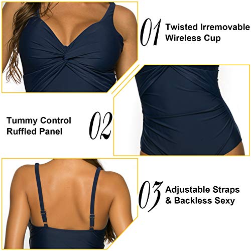 WIN.MAX Bañadores de Mujer Reductores Sexy Bañadores Mujer con Relleno Bañador Push up Traje de Baño Mujer (Negro, EU40)